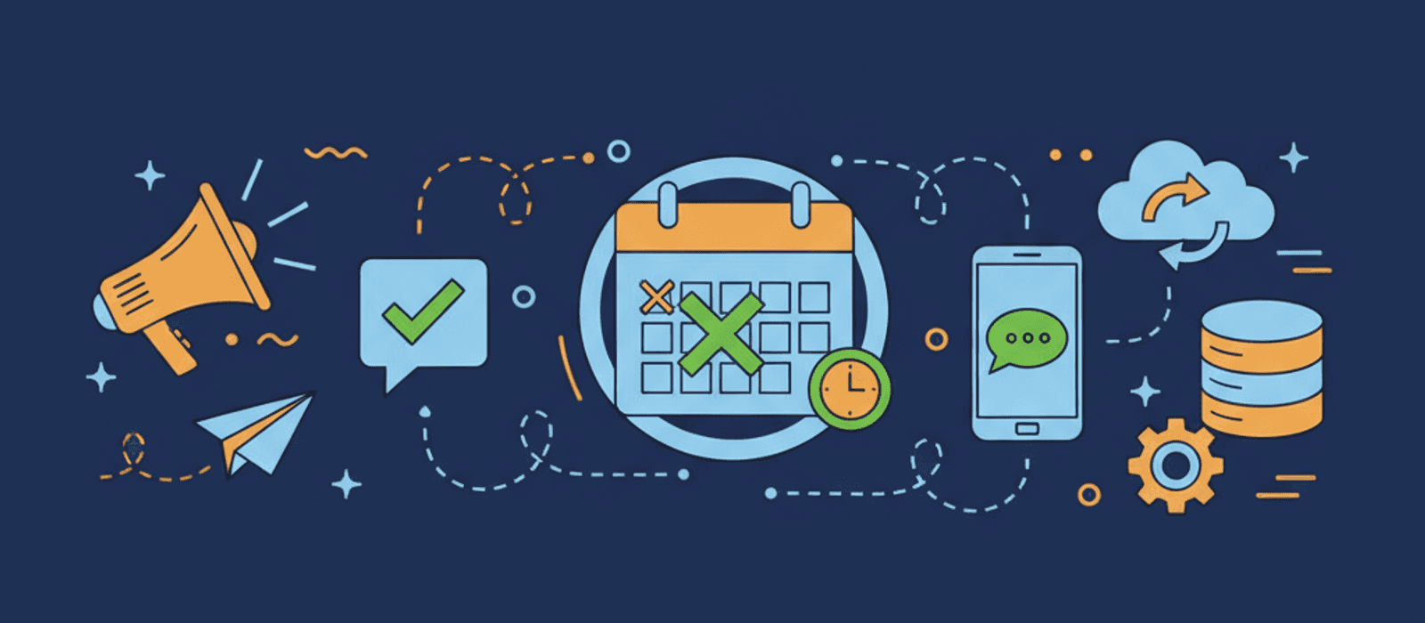 Editorial flat-vector illustration for Appointment Booking Chatbot: The Calendar Is the Hard Part (2026)