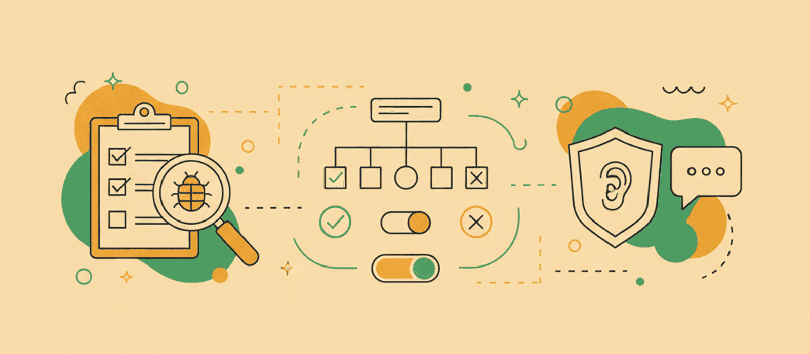 Editorial flat-vector illustration for How to Run a Chatbot Accessibility Audit
