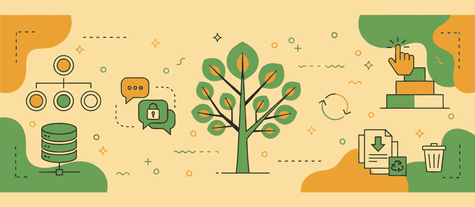 Editorial flat-vector illustration for Chatbot Data Privacy: How to Answer an Access, Correction, Deletion or Portability Request When the Conversation Lives in Five Systems