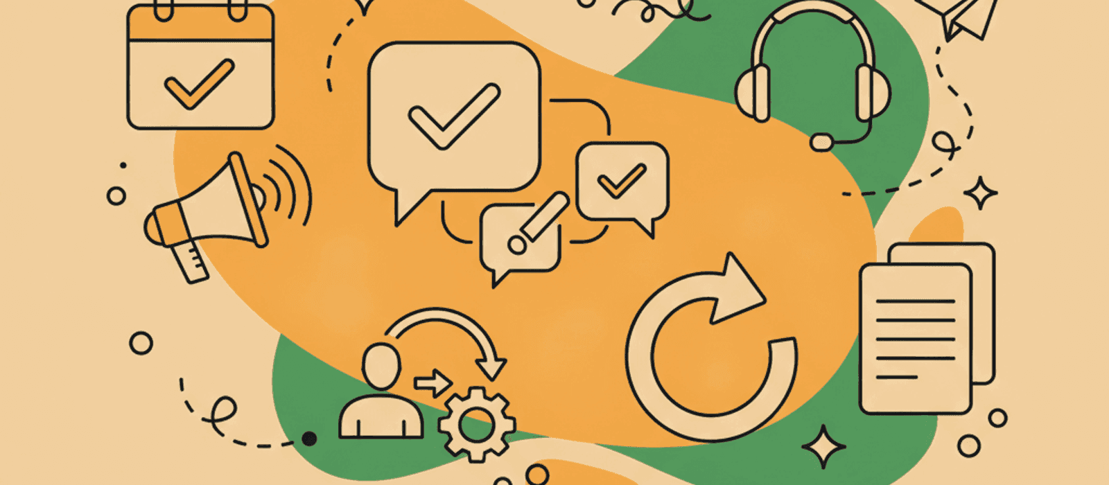 Editorial flat-vector illustration for Chatbot Launch Checklist: The Week Before the Switch, the Hour After It, and What to Have Ready to Turn It Back
