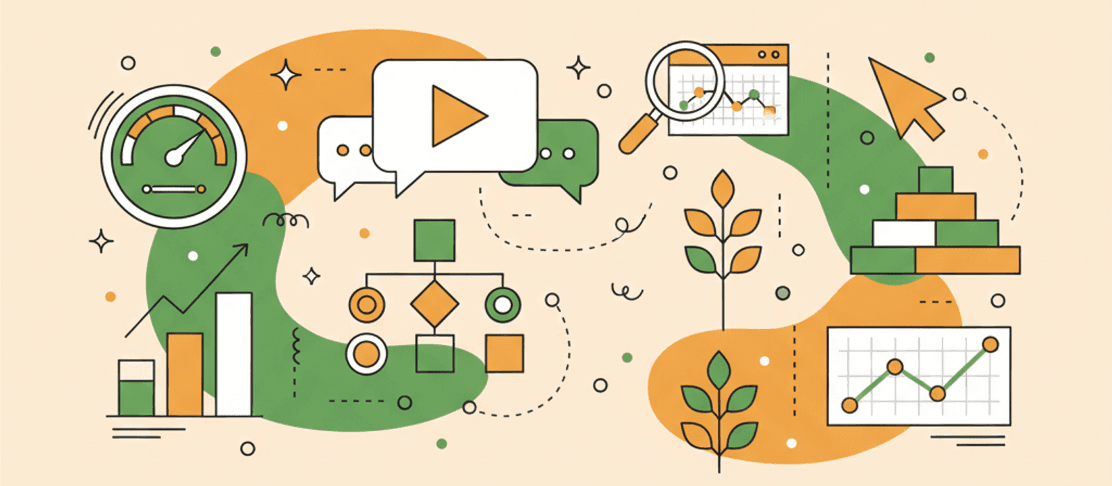 Editorial flat-vector illustration for Conversational Analytics: How to Read 40 Transcripts a Week and Actually Change Something (2026)