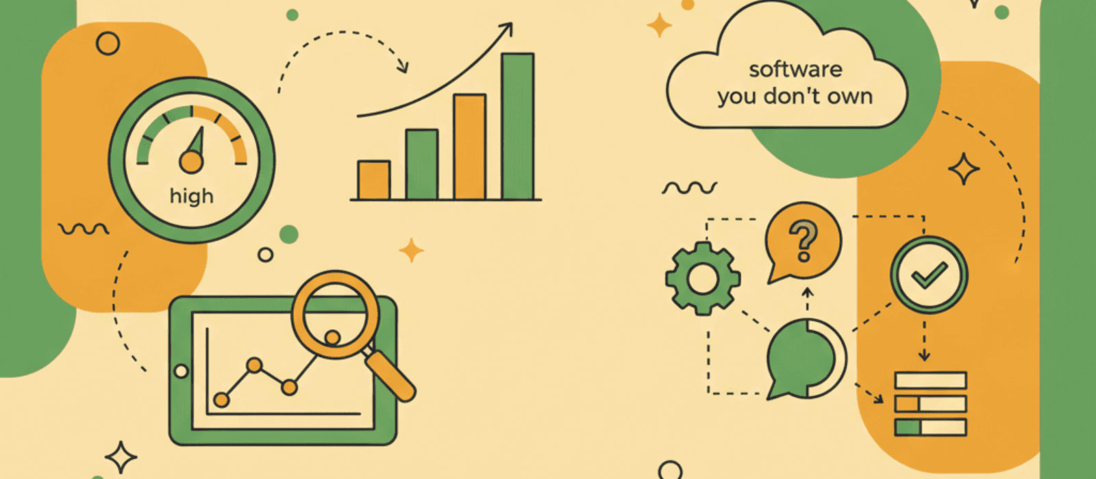 Editorial flat-vector illustration for Customer Self-Service in 2026: The Answers Are Being Served by Software You Don't Own
