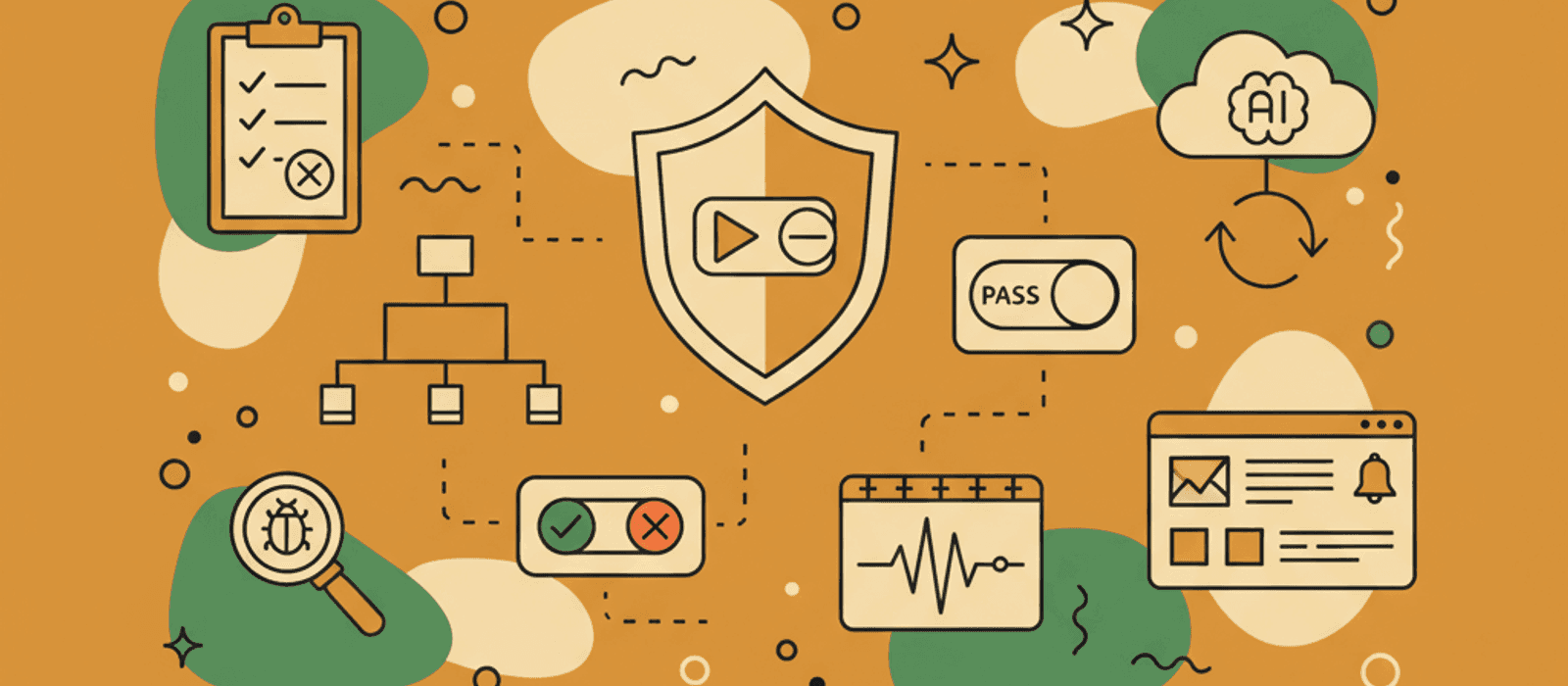 Editorial flat-vector illustration for How to Monitor an AI Chatbot in Production: Traces, Alerts and a Weekly Review for Small Teams