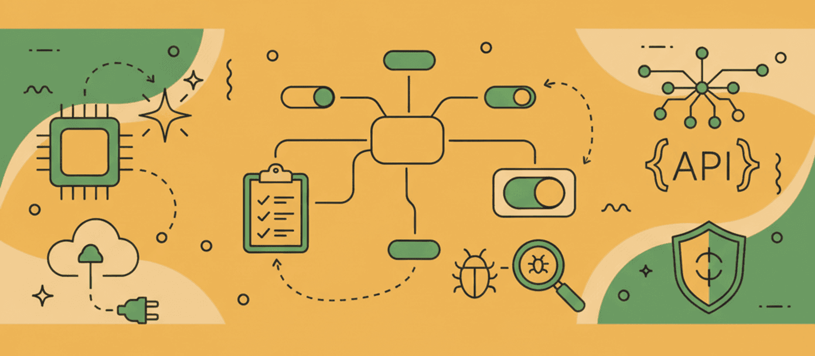 Editorial flat-vector illustration for How to Read LLM Benchmarks Before Choosing a Chatbot Model