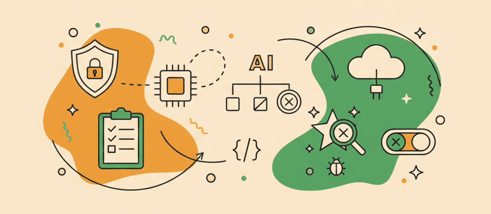 Editorial flat-vector illustration for How to Redact Personal Data Before Your Chatbot Sends It to an LLM