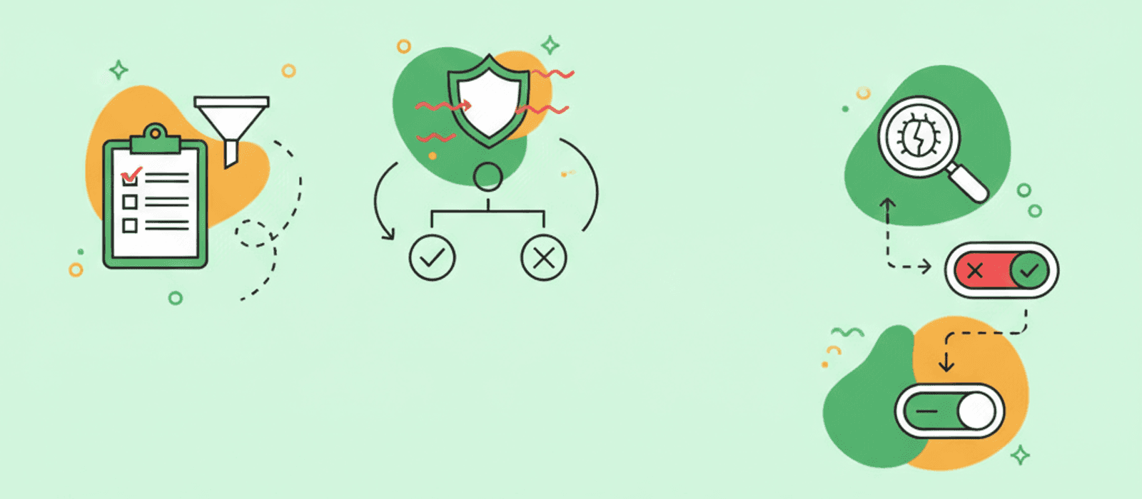 Editorial flat-vector illustration for Reduce Chatbot Hallucinations — Scope, Triage, and the Weekly Check That Catches Them (2026)