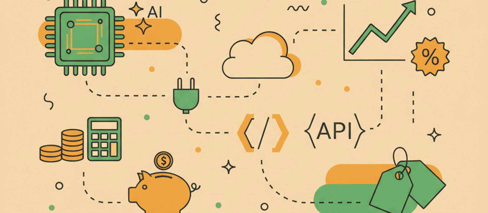 Editorial flat-vector illustration for Self-Host a Small Model or Pay for an API? A Cost and Risk Check for Your Chatbot