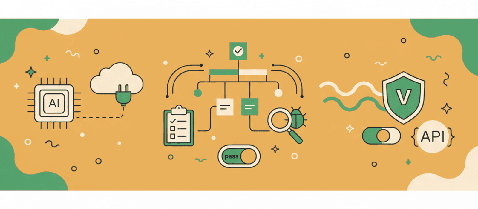 Editorial flat-vector illustration for How to Version and Release Chatbot Prompts: Store, Test, Roll Out, Roll Back