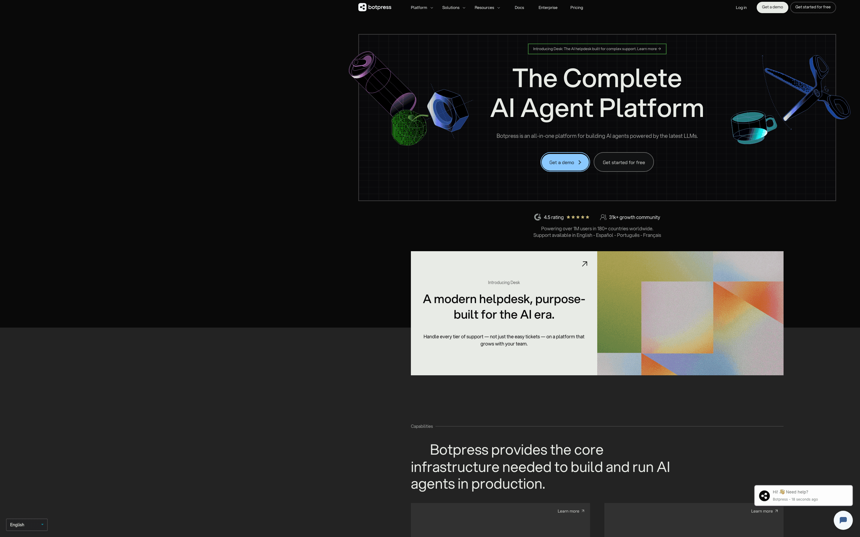 Botpress LLM Providers navigation showing OpenAI, Anthropic, Groq, Hugging Face as first-class integrations