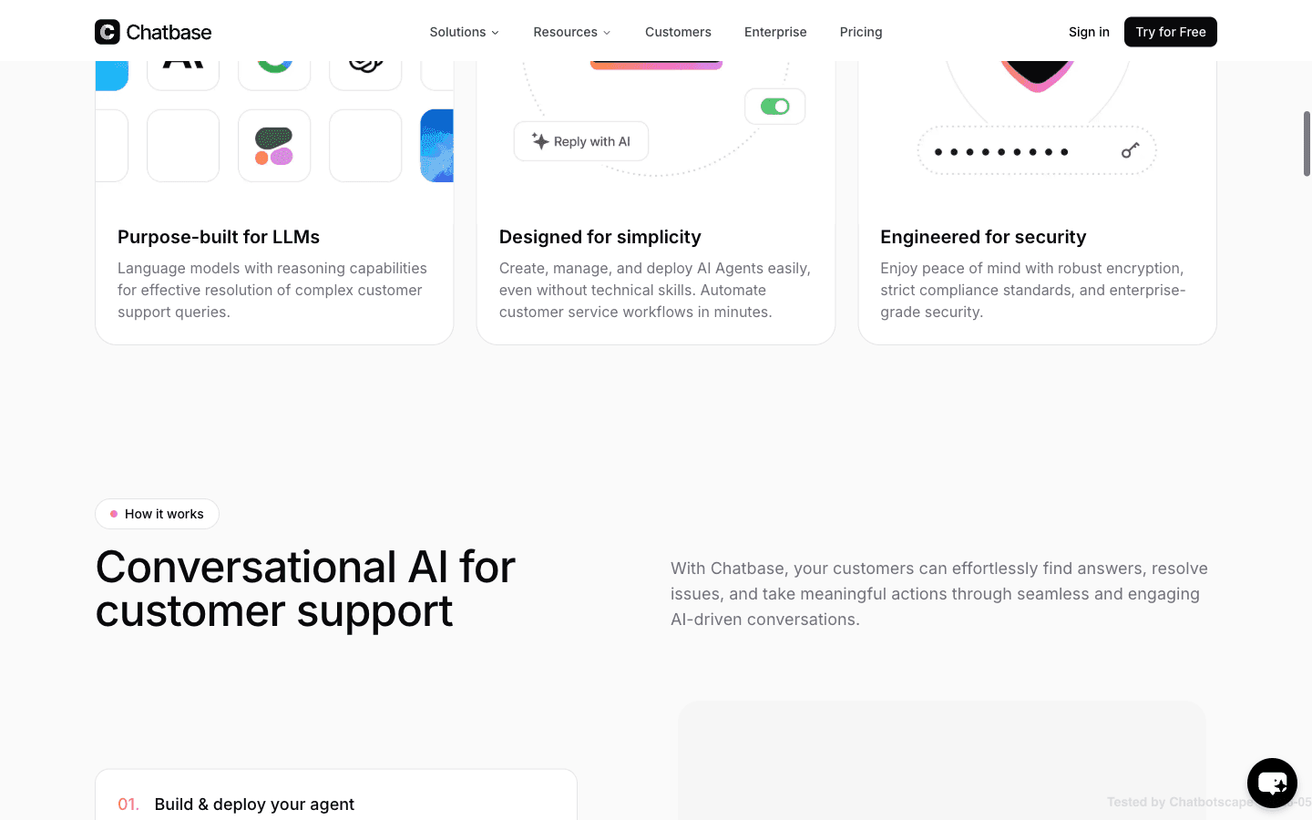 Chatbase agent builder interface showing knowledge base sources upload and OpenAI Anthropic model selection on Hobby tier