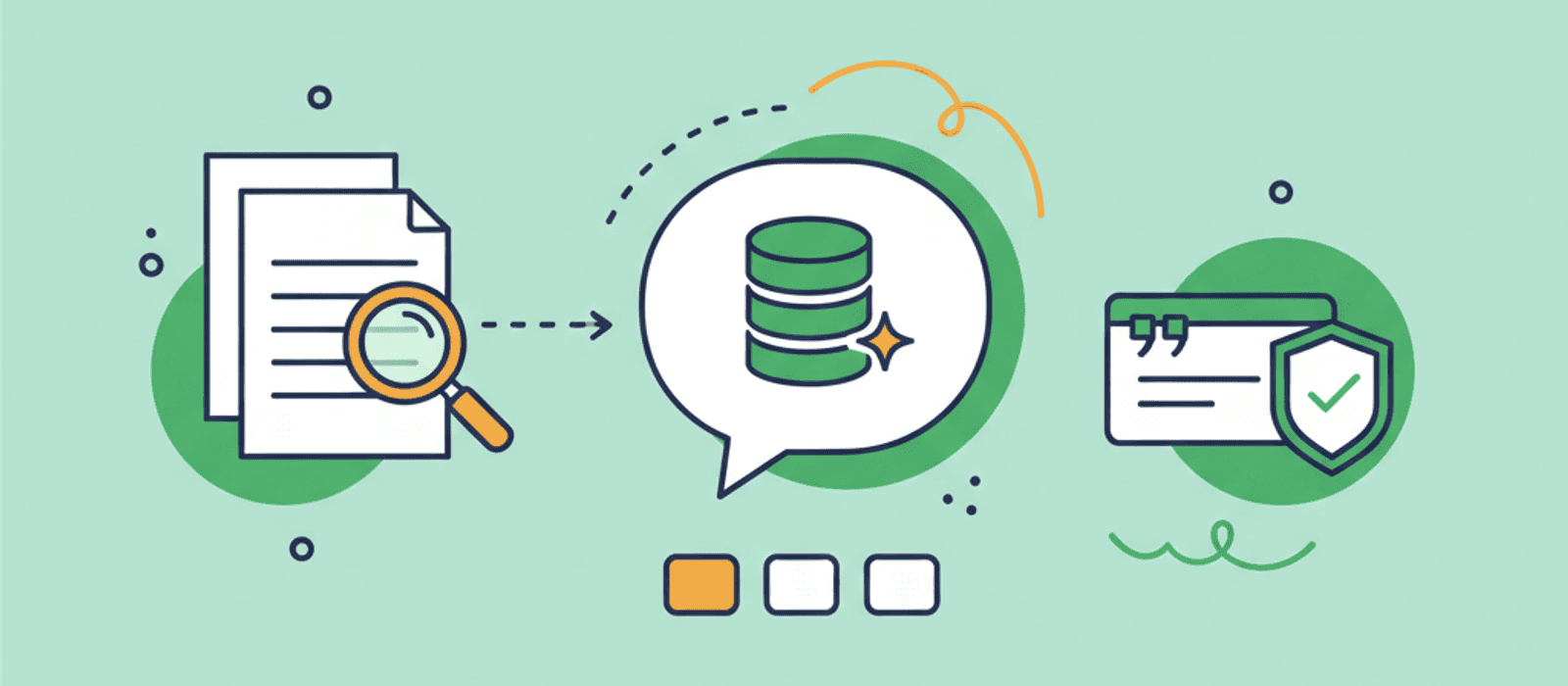 Editorial flat-vector illustration for Build a RAG Chatbot — Three Routes, the Settings That Matter, and When to Skip It (2026)