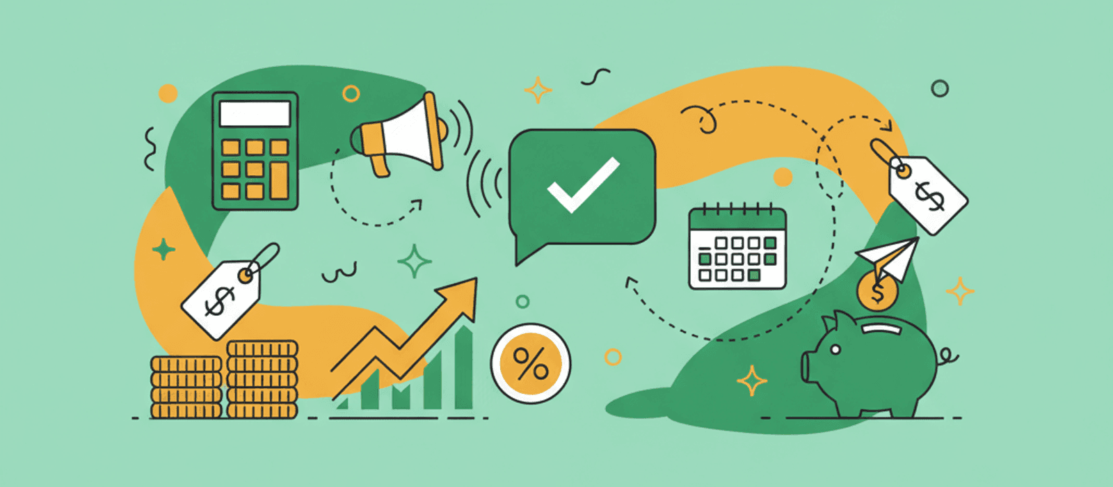Editorial flat-vector illustration for Chatbot Channel Mix: How to Split Conversations Across Channels, Priced on a 2,000-Conversation Month