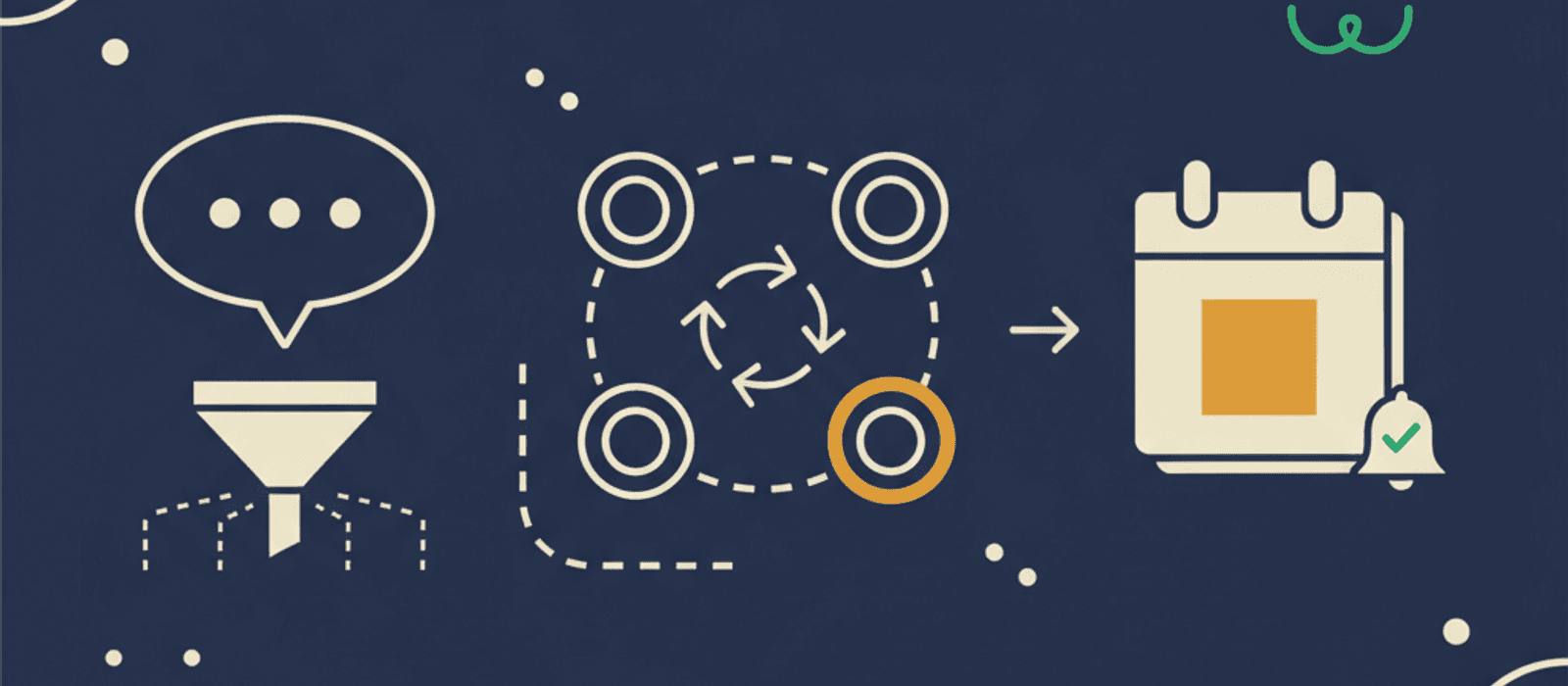Editorial flat-vector illustration for Round Robin Lead Assignment After the Bot — Closing the Handoff Gap (2026)