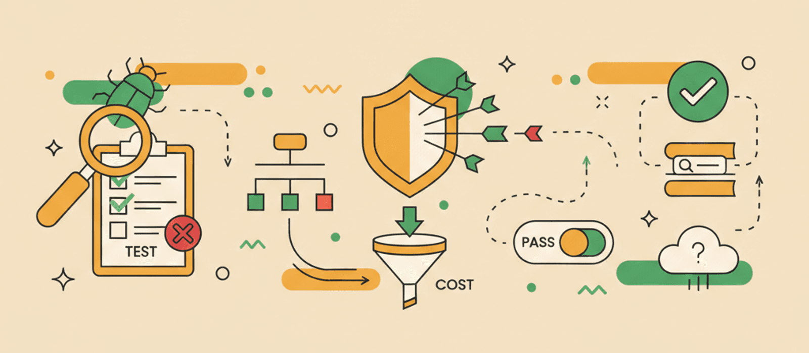 Editorial flat-vector illustration for Semantic Search for Your Knowledge Base — Test What Gets Found, Fix What Doesn't (2026)