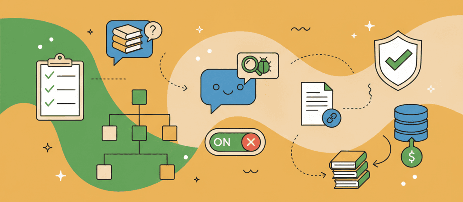 Editorial flat-vector illustration for How to Show Sources in Your Chatbot's Answers
