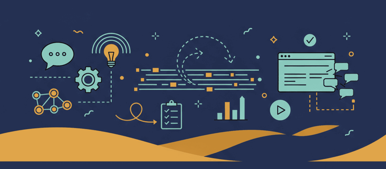 Editorial flat-vector illustration for How to Stream Chatbot Answers into a Website Widget (and Check That It Really Streams)
