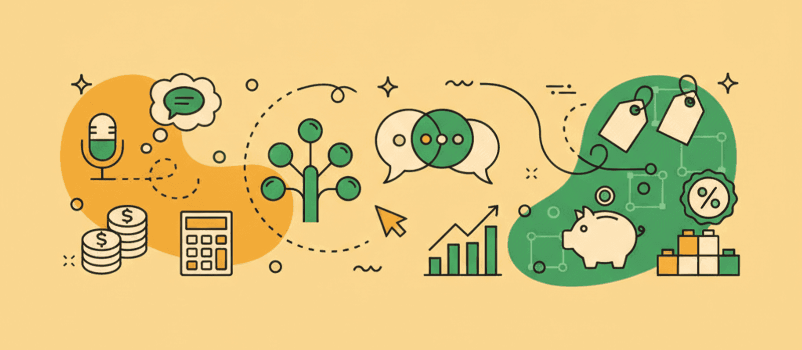 Editorial flat-vector illustration for Voice + Chat Hybrid Bots — When They're Actually Worth It (2026)