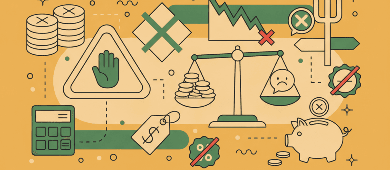 Editorial flat-vector illustration for When NOT to Use a Chatbot — 7 Scenarios Where Adding One Costs More Than It Saves (2026)