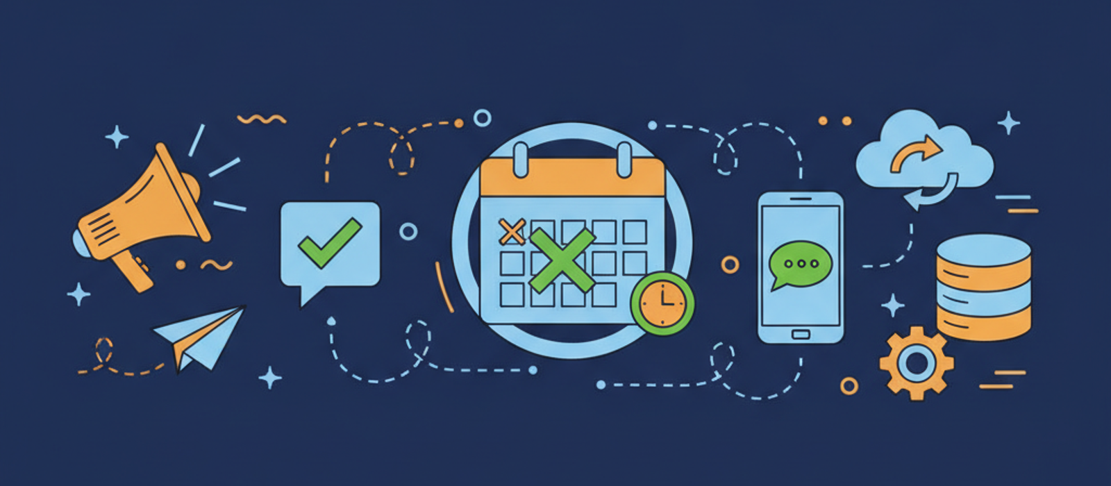 Editorial flat-vector illustration for Appointment Booking Chatbot: The Calendar Is the Hard Part (2026)