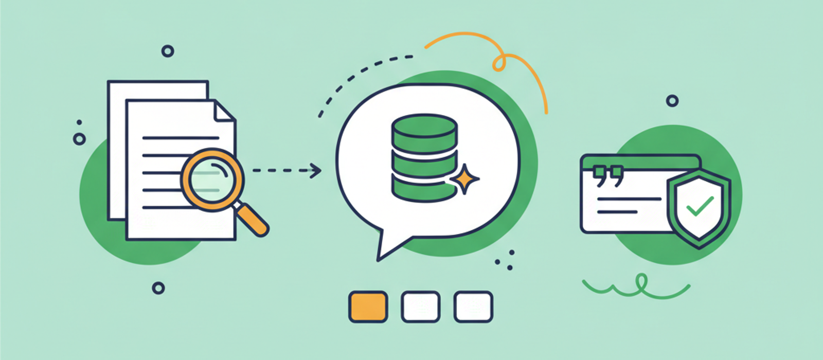 Editorial flat-vector illustration for Build a RAG Chatbot — Three Routes, the Settings That Matter, and When to Skip It (2026)