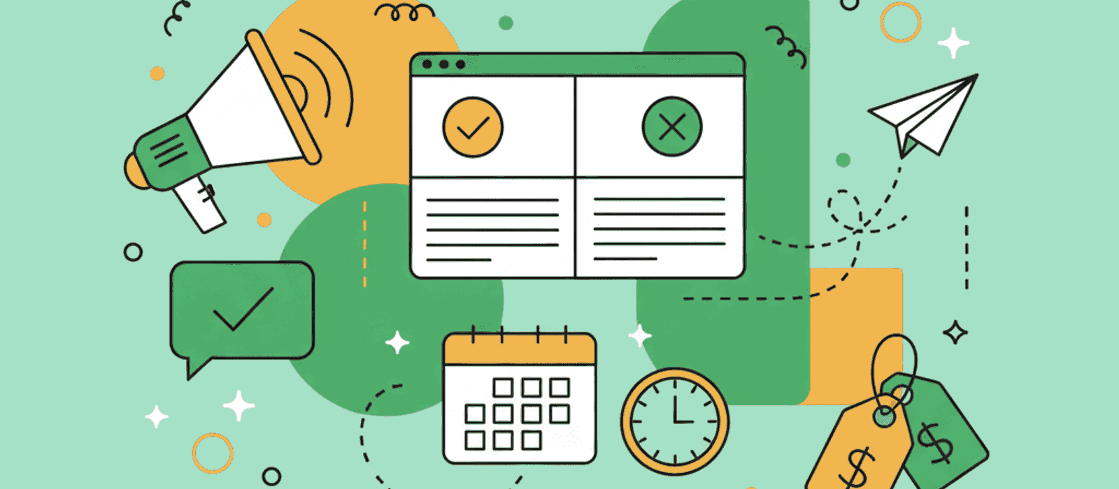 Editorial flat-vector illustration for Buttons vs Free Text in a Chatbot: When a Menu-Based Chatbot Wins, and When to Let Customers Type