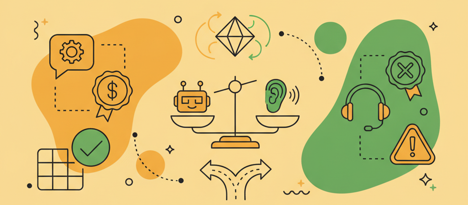 Editorial flat-vector illustration for Chatbot vs Virtual Assistant — Which One Your Business Actually Needs First (2026)