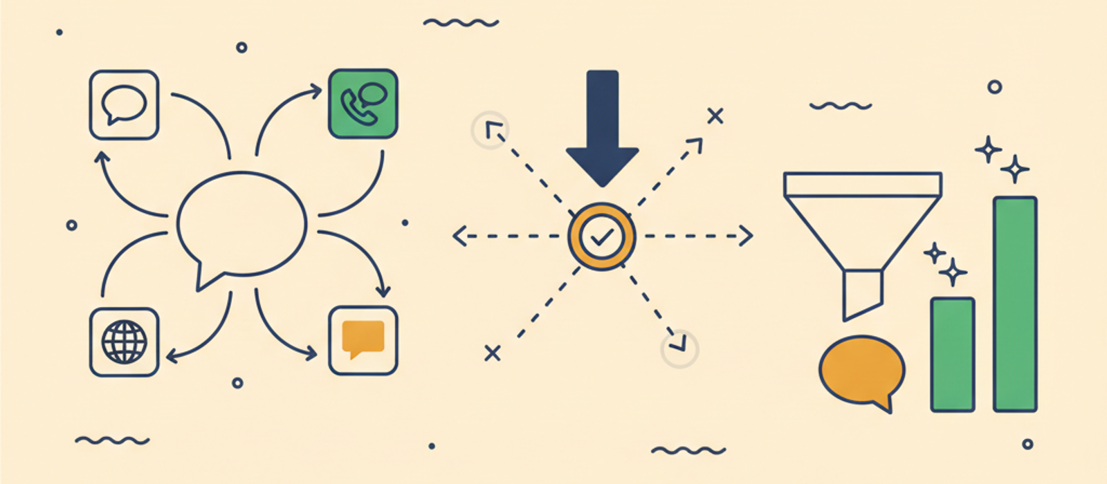 Editorial flat-vector illustration for How to Choose the Right Channels for Your Chatbot (2026)