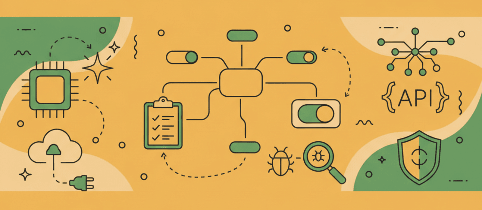 Editorial flat-vector illustration for How to Read LLM Benchmarks Before Choosing a Chatbot Model