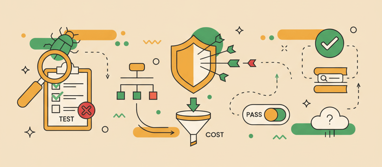 Editorial flat-vector illustration for Semantic Search for Your Knowledge Base — Test What Gets Found, Fix What Doesn't (2026)