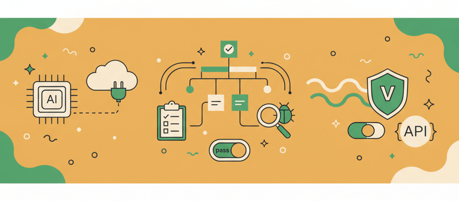 Editorial flat-vector illustration for How to Version and Release Chatbot Prompts: Store, Test, Roll Out, Roll Back