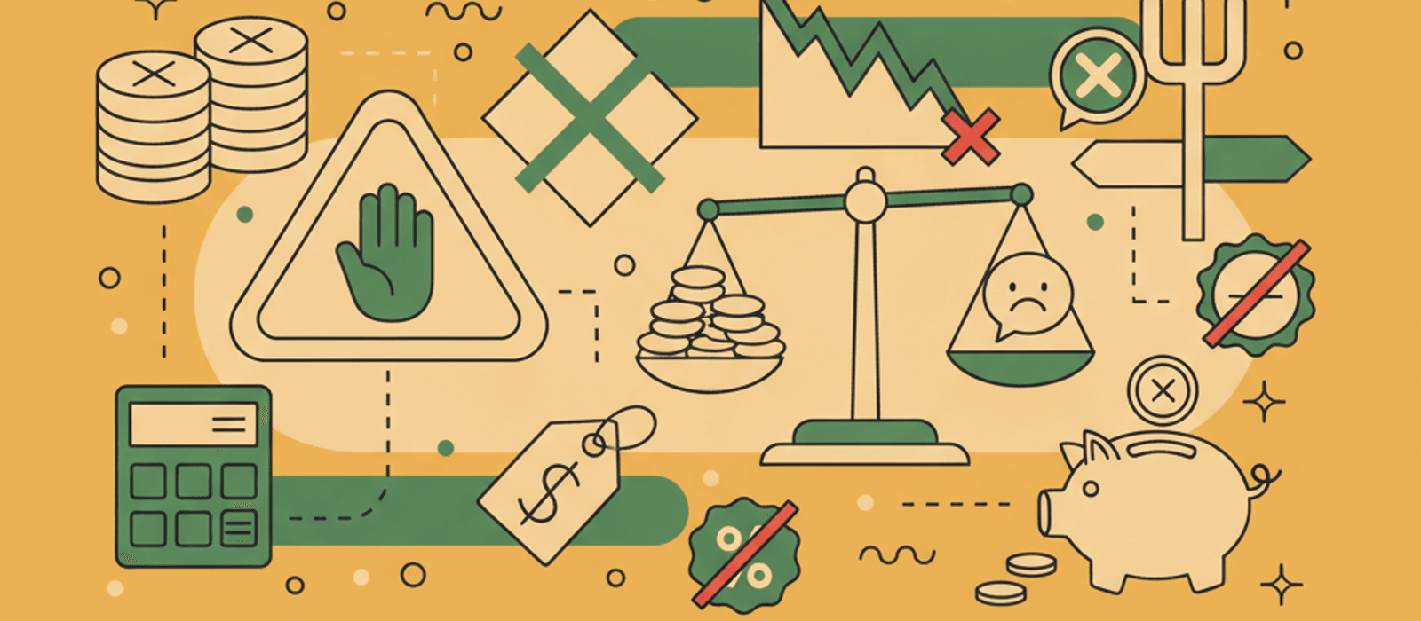 Editorial flat-vector illustration for When NOT to Use a Chatbot — 7 Scenarios Where Adding One Costs More Than It Saves (2026)